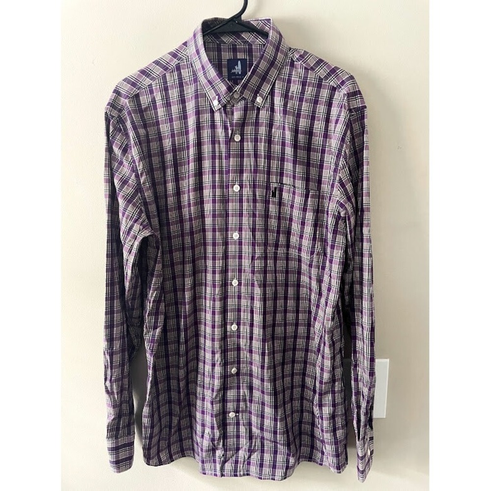Johnnie-O Men's Long Sleeve Button Down Shirt Green Purple‎ Size Large